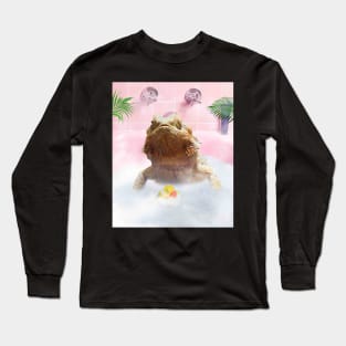 Cute Self-Care Bathing Bearded Dragon Lizard Palm Bath Long Sleeve T-Shirt